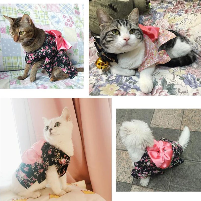 Одежда для собак японское кимоно галстук бабочка рубашка костюм платье