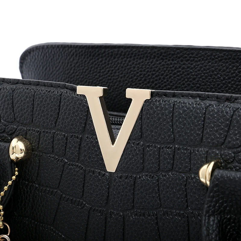 Для женщин из крокодиловой кожи Tote V Letters Tassel Дизайнерские Сумки Роскошные качественные сумки через плечо с бахромой сумка-мессенджер