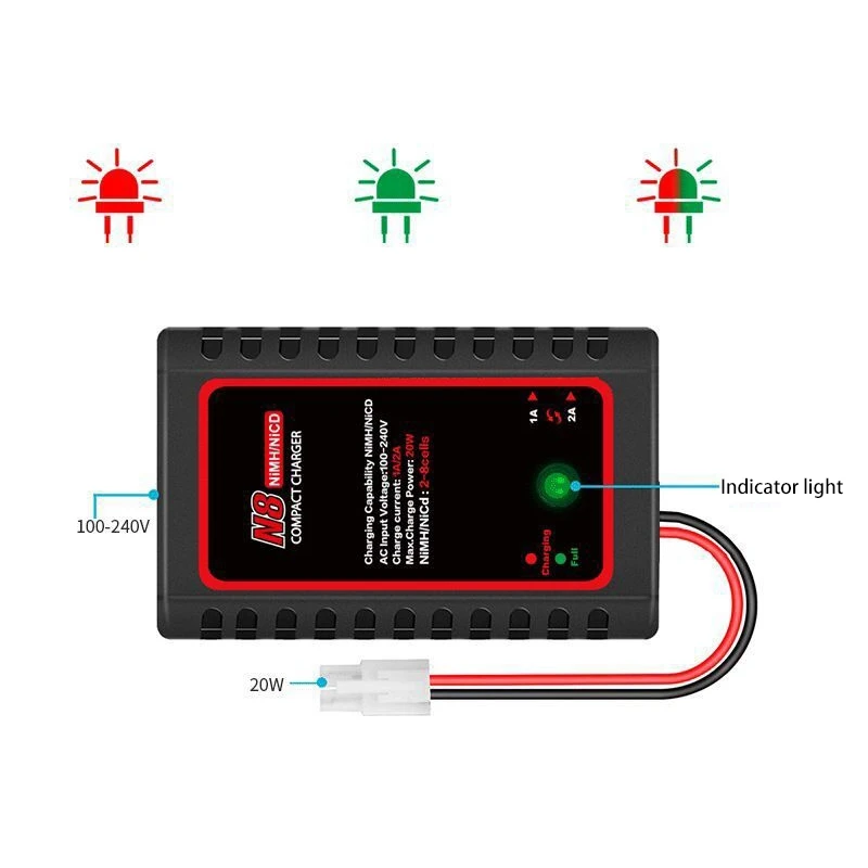 HTRC N8 заряжает Nimh Nicd аккумуляторное зарядное устройство 110 240 В 2A 20 Вт Зарядное