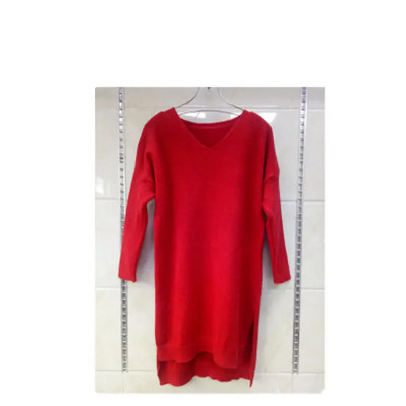 Большие размеры стильные женские пуловер платье-свитер на осень и зиму свободные
