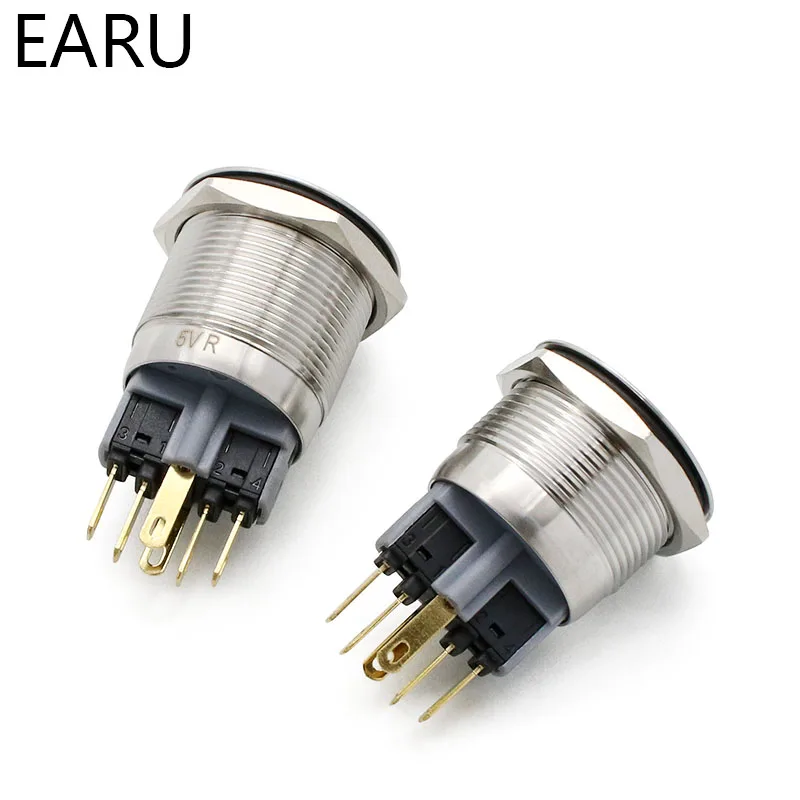 Водонепроницаемый металлический кнопочный высветодиодный ель 22 мм