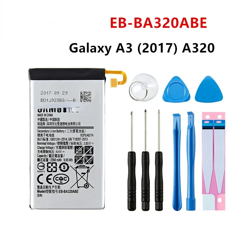 

Оригинальная емкость 2350 мАч аккумулятор для Samsung Galaxy A3 (2017) A320 EB-BA320ABE A320Y A320FL A320F/DS A320Y/DS + Инструменты