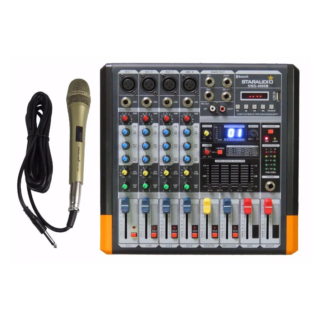 Сценический усилитель STARAUDIO 4CH 2000 Вт PA DJ с питанием от MP3 BT USB SD 16 микшер DSP микшерная