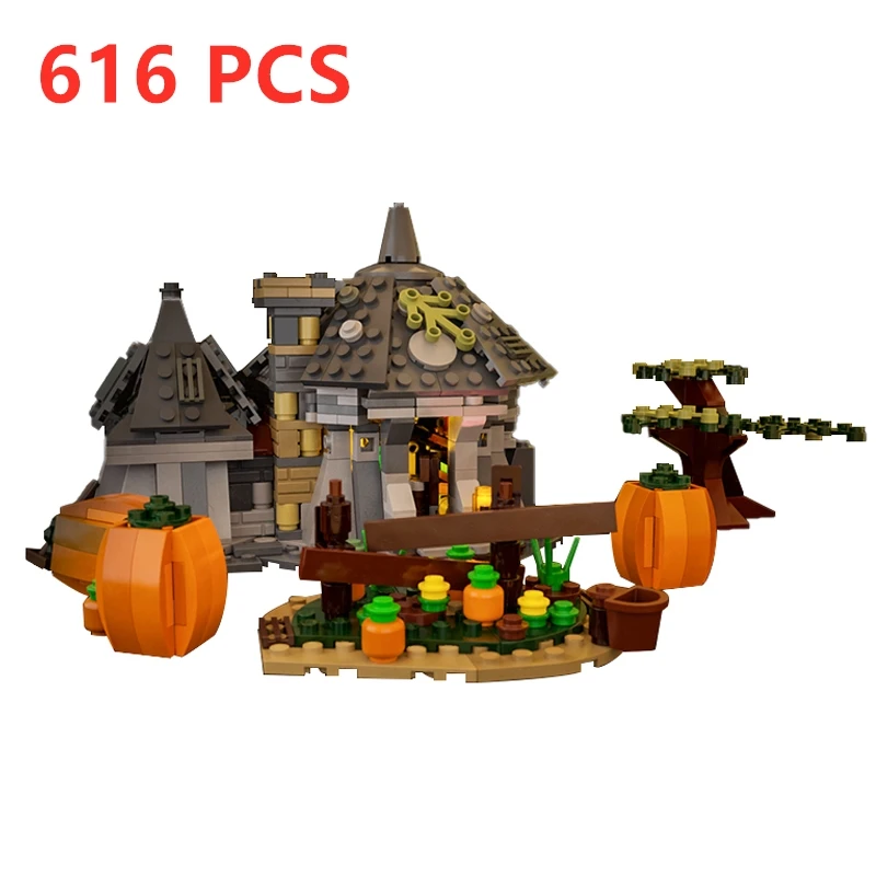 

MOC Magic Movie Creative Expert Hagriding Hut Halloween Pumpkin House City Architecture Building Blocks Toys For Children