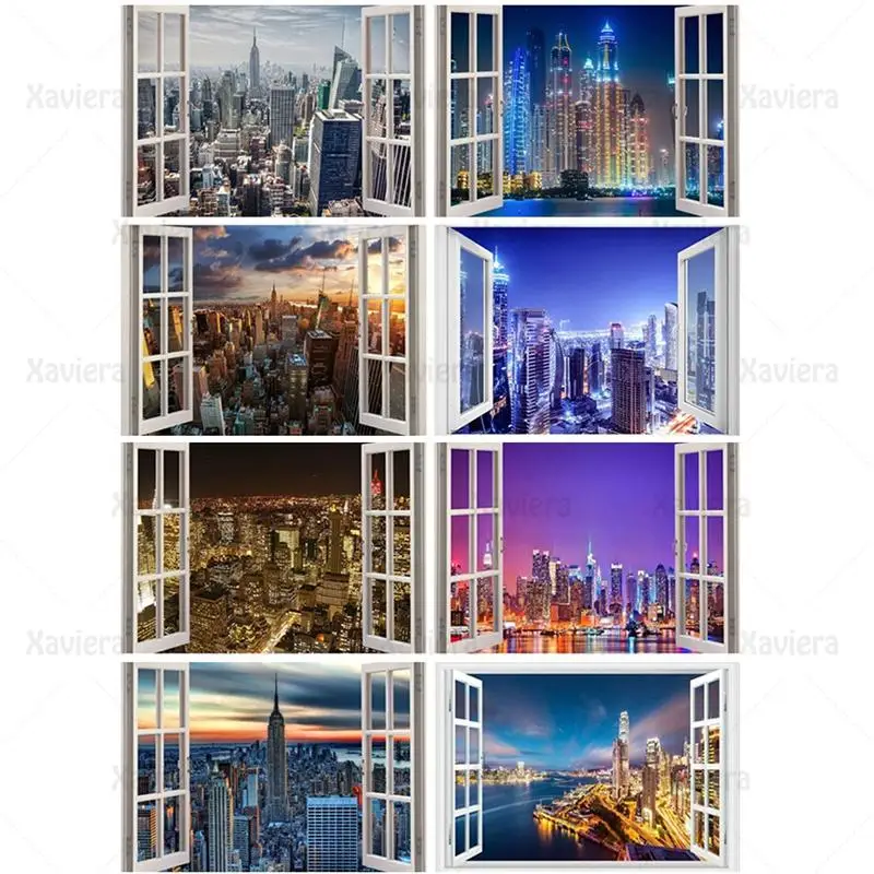 

Modern 5D DIY Diamond Painting Kit Window City Landscape Diamond Embroidery Pictures Of Rhinestones Full Drill Mosaic Home Decor