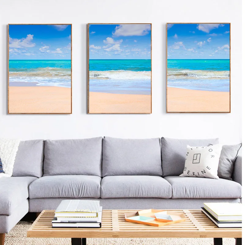 Скандинавский скандинавский береговой пляж Холст Картина океан волна настенные