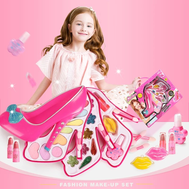 Модный набор для макияжа для девочек, детские игрушки для ролевых игр, набор для макияжа принцесс, безопасная Нетоксичная Косметическая Полировка Ногтей для девочек