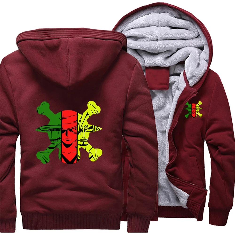

One Piece Japan Anime Straw Hat Logo Raglan Hoodies Winter Warm Street Jackets Coat Men Thick Hoodie Printed Fitted Sweatshirt