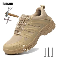 new work shoes mens smash proof puncture proof safety shoes breathable steel head upper waterproof protective solid shoes