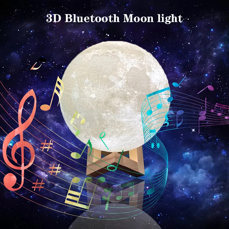 

LED Night Light Bluetooth Speaker Moon Lamp 3D Print 16 Colors Change Touch Music Box Children's Lights Birthday Gift for Kids