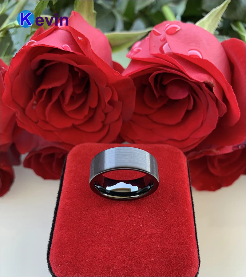 Обручальное кольцо 8 мм для мужчин и женщин вольфрамовое удобное прилегающее