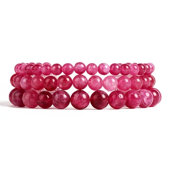 Natural Rose Red Quartzs Bracelets for Women 4/6/8/10mm Crystal Mica Stone Reiki Energy Bracelets Men Charm Yoga Jewelry Pulsera