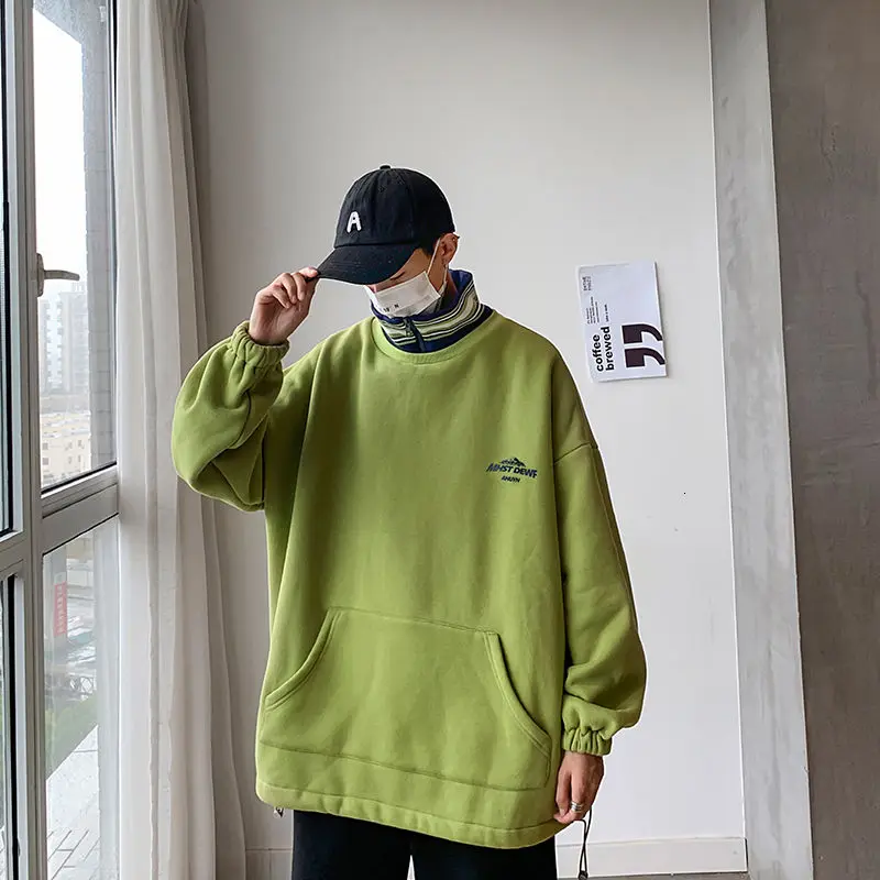 

2020 Autumn And Winter New Youth Popular Loose Collar Stitching Simple Stand-up Collar Sweatshirt Fashion Casual Pullover
