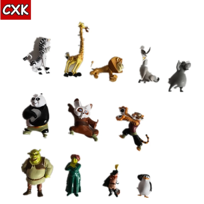 DSN Shrek 12 шт./компл. панда игрушки из мультфильма Madagascar ПВХ фигурки фильмы ТВ