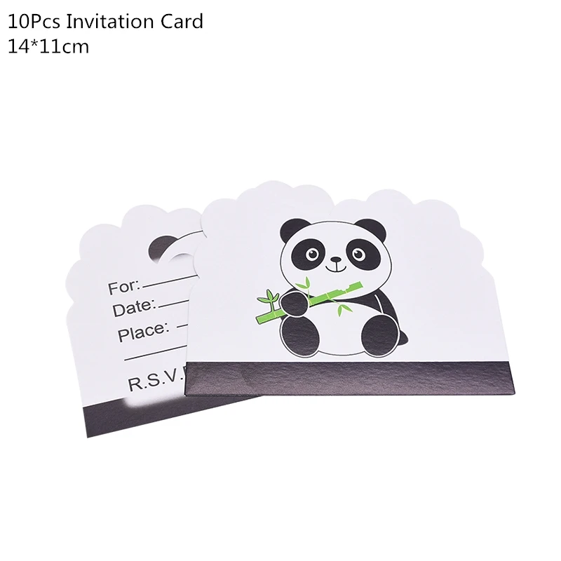 10pc invitation card Мультяшная панда тематическая вечеринка на день рождения украшения одноразовая посуда набор тарелок салфетка панда вечерние шары подарок для ребенка - Цвет: 10pc invitation card