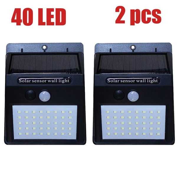 White ordinary 2pcs A2 40LED солнечные лампы фонари PIR сенсор Открытый солнечной энергии настенный светильник энергосберегающий Водонепроницаемый Ip 65 разделение сада Moden - Emitting Color: White ordinary 2pcs