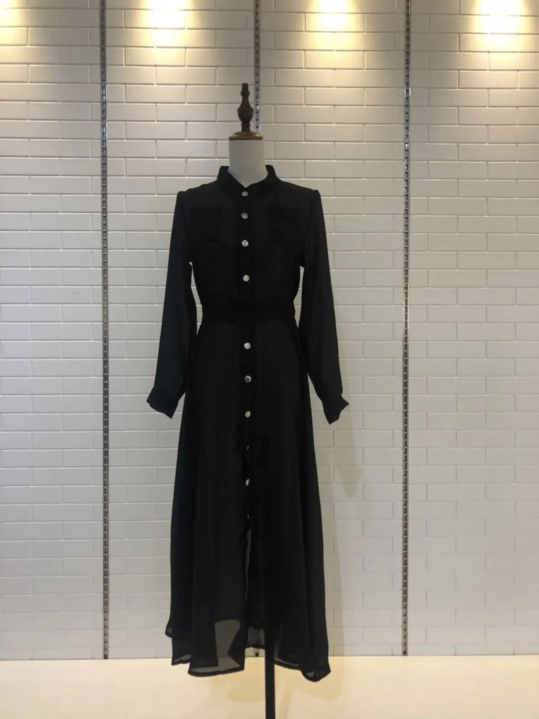 Slim Long Sleeve women skirt large size spring auumn skirts Buttoned high waist Long Skirt casual female party skirts vestidos