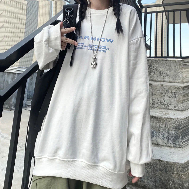 

2021 New Korean Long Sleeved Pullovers Women Sweatshirt Oversized Harajuku Clothe Coat Women Blouse Graphic Y2k Crewneck Jacket