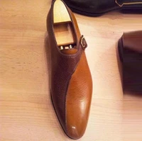 men pu leather fashion monk strap dress shoes promotional loafers shoes vintage classic male casual zapatos de hombre lp130