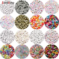 47mm mixed letter acrylic beads round flat digital heart beads for jewelry making diy bracelet finding