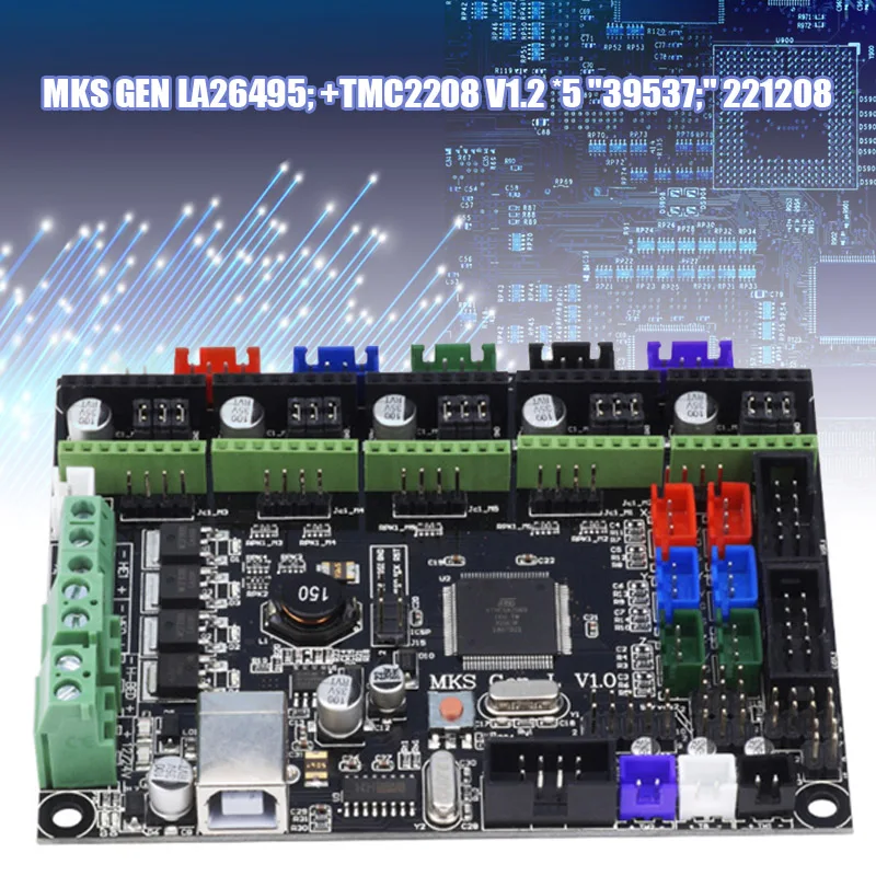 

Mks Gen L Motherboard Kit with 5x TMC2208 V1.2+Heat Sink Set for 3D Printer EM88