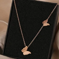 two butterfly clavicle chain necklace for women ladies korean dainty jewelry