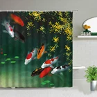 Занавеска для душа в китайском стиле с принтом рыбок кои, водонепроницаемый тканевый фон для экрана ванной комнаты, ткань для декора стен, подвесная занавеска, подарки