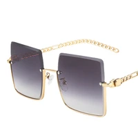 new womens sunglasses semi rimless square metal vintage sunglasses brand designer fashion trimming large frame glasses uv400