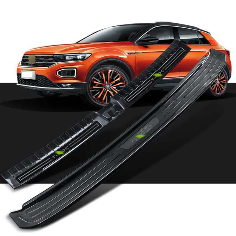 

Для Volkswagen VW T ROC T-ROC 2018 задний бампер из нержавеющей стали, Накладка на порог багажника, защитная накладка на дверной порог, Стандартная отдел...