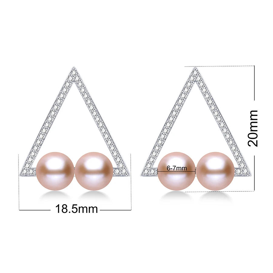 

2020 New Personality Triangle Earring For Women Natural Freshwater Pearl Stud Earrings 925 Sterling Sliver Fashion Jewelry Gift