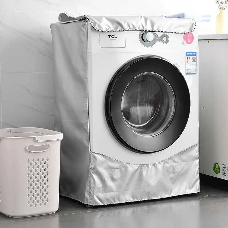 

Waterproof Washing Machine Cover Sunscreen Roller Washer Cover Dryer Polyester Silver Dustproof Coating Dustproof Case Cover