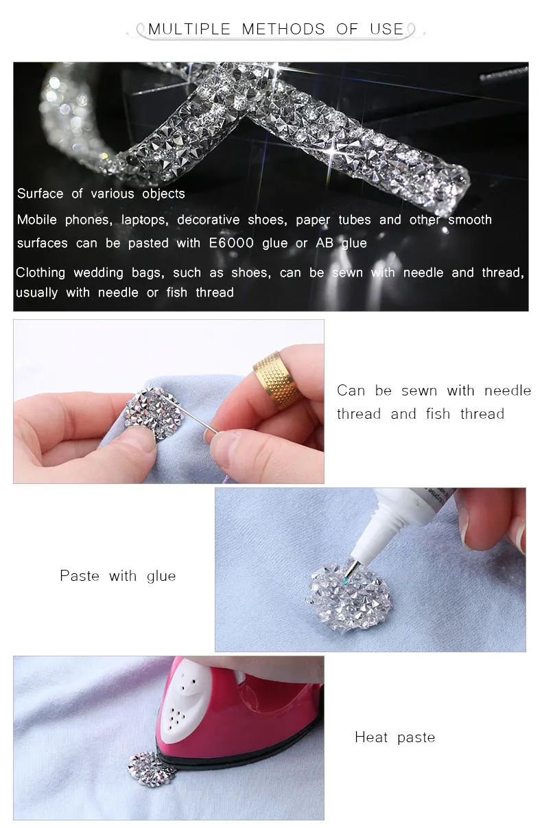 Кристальная стразы горячей фиксации лента 2 ярда/лот серый камень бриллиант