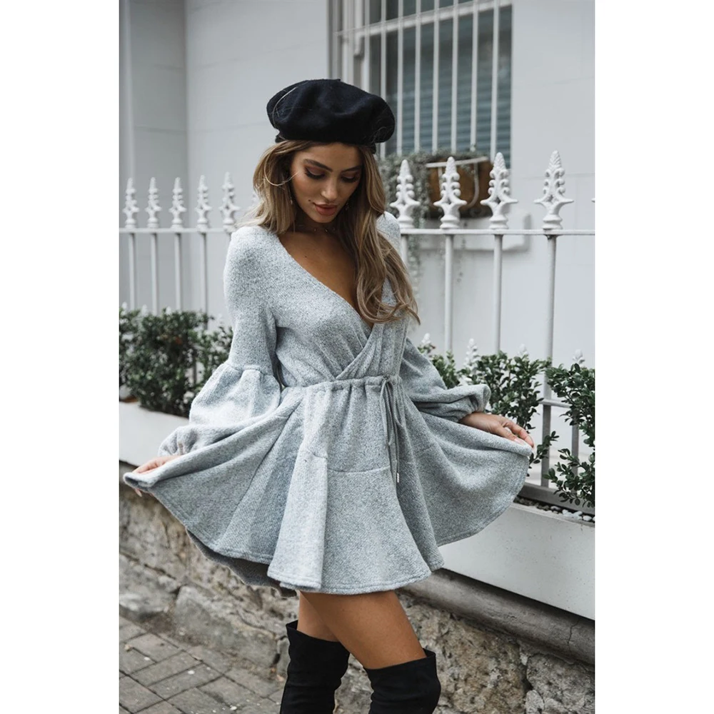 Женские вечерние платья VITIANA повседневные пляжные мини-платья с длинным рукавом