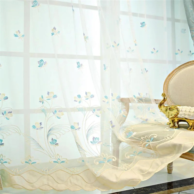 Voile Tulle Синель Роскошная вышивка тюль занавеска для гостиной полузатемненные занавески s Тюль зеленый занавес s цветок вуаль X-WP425#40 - Цвет: Voile Tulle