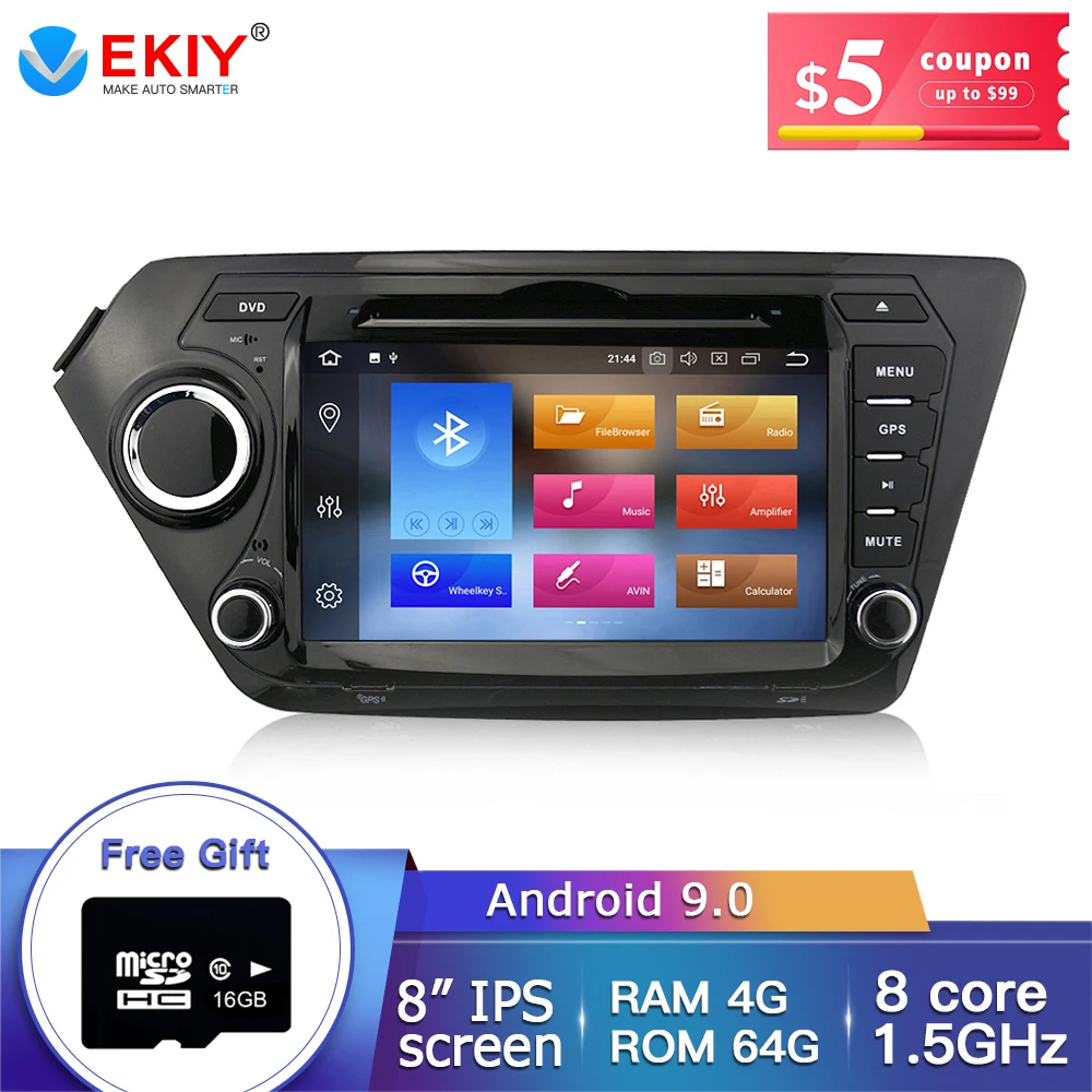 Автомобильный DVD плеер EKIY IPS 2Din Android 9 0 радио для KIA K2 Rio 2010 2011 2012 2013 2014 2015 2016 2017 GPS Navi