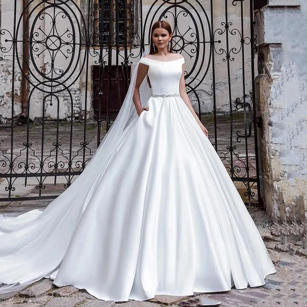

Simple Wedding Dress Lace Little Beading Strapless Dress Luxury Wedding Gowns Bridal Can Be Washed Bride Dresses