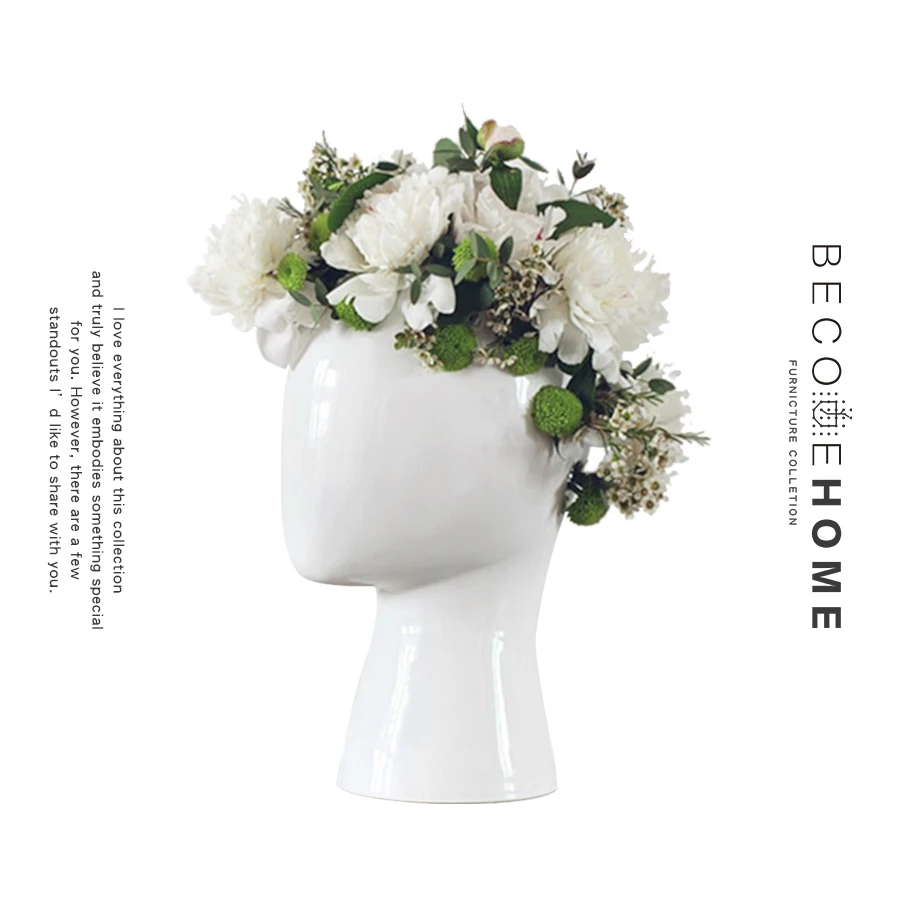

European Head Abstract Sculpture Ceramic Vase Decoration Home Livingroom Table Furnishing Crafts Cafe Hotel Desktop Accessories