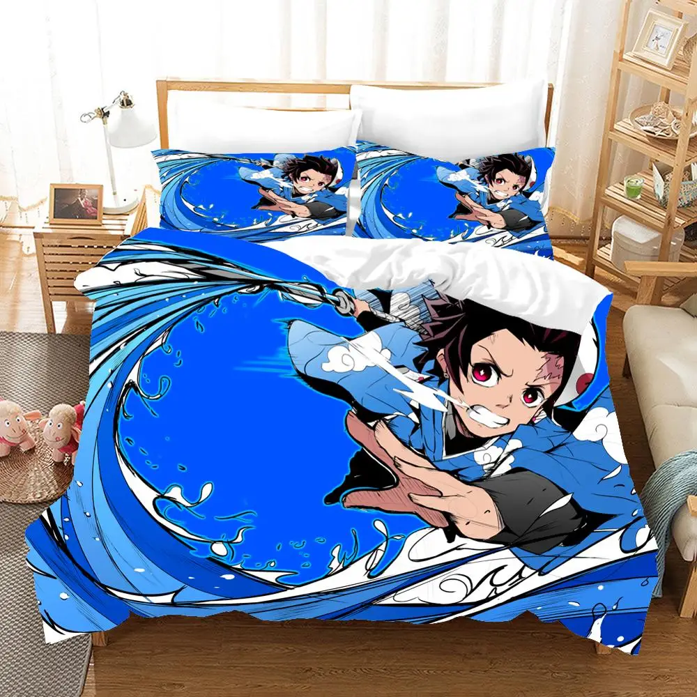 

New Hot Sale Anime Demon Slayer 3D Bedding Set Cartoon Printed Duvet Cover + Pillowcase Bed Linens Twin Full Queen King Size