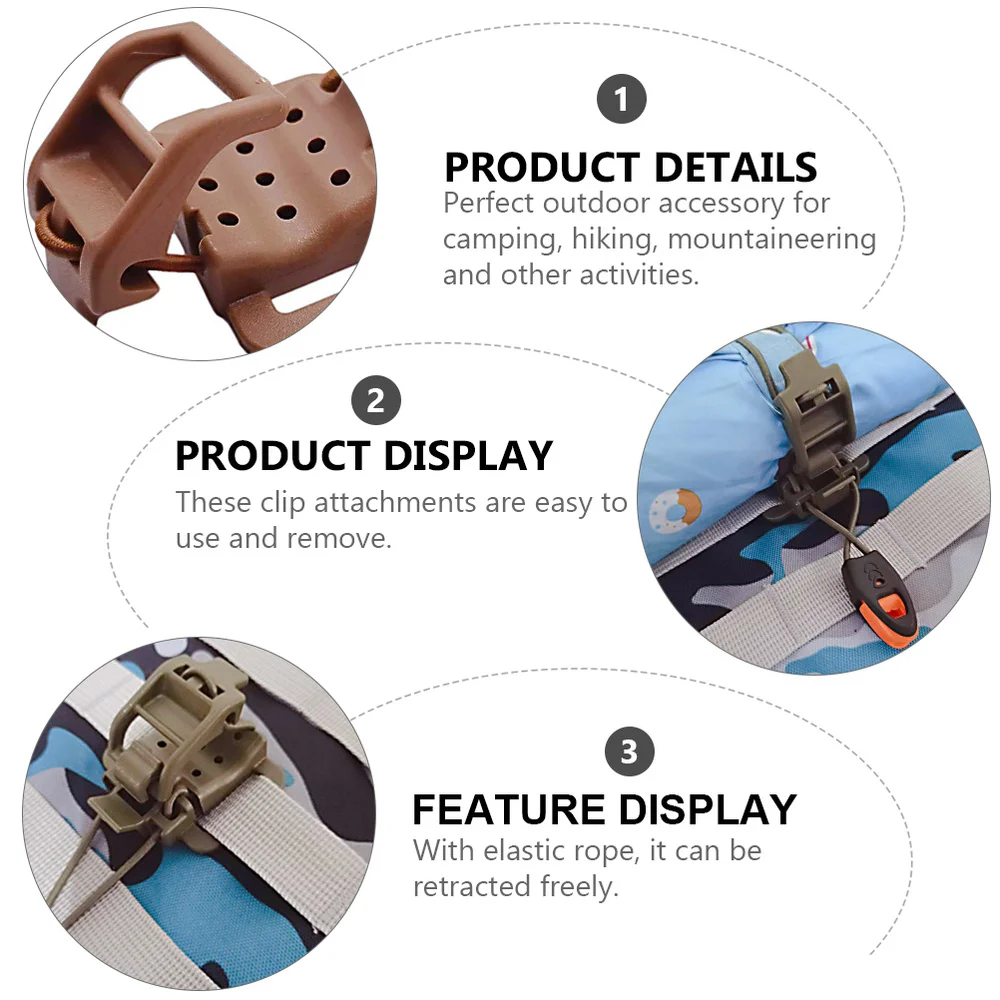 

3pcs Webbing Buckle Clip for Round Shape Handle Flashlight Walking Stick Whistle