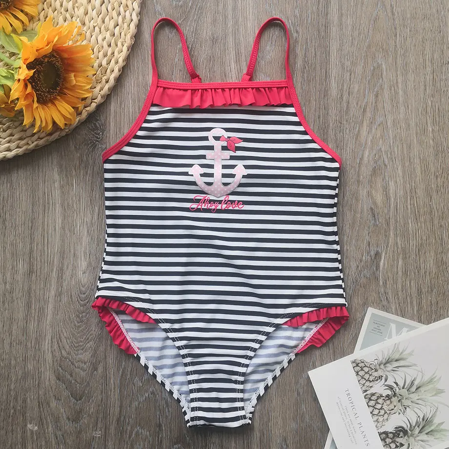 От 2 до 9 лет цельный купальник для маленьких девочек Детский купальный костюм в