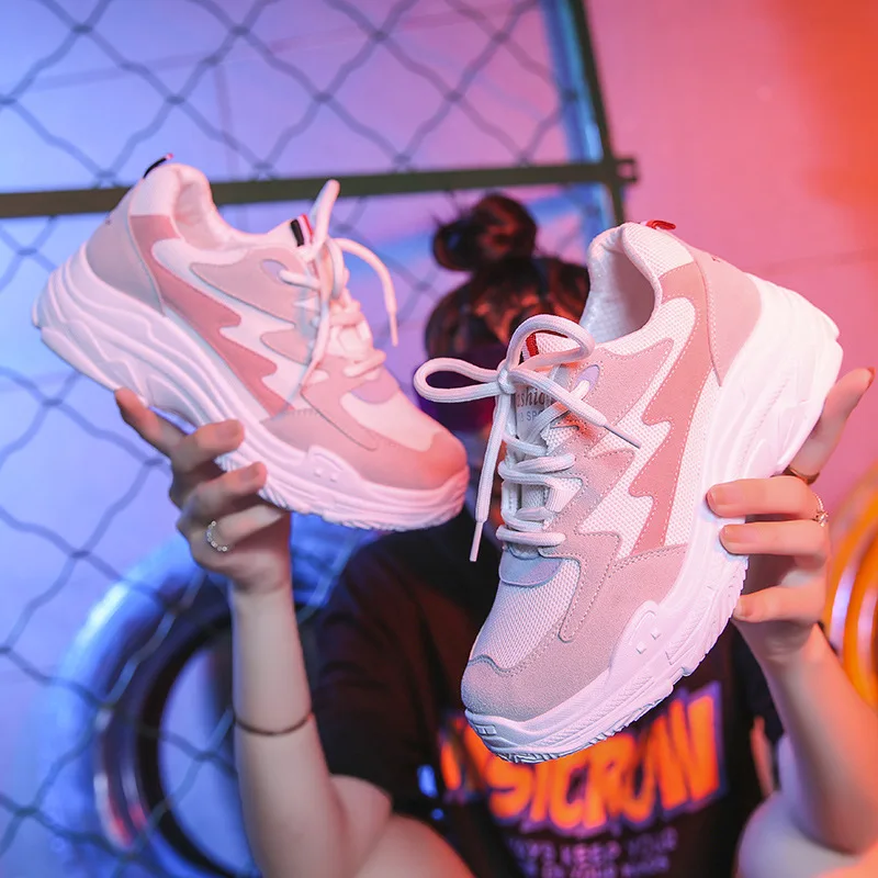 Винтажные модные коренастый кроссовки женские для мужчин папа белые туфли