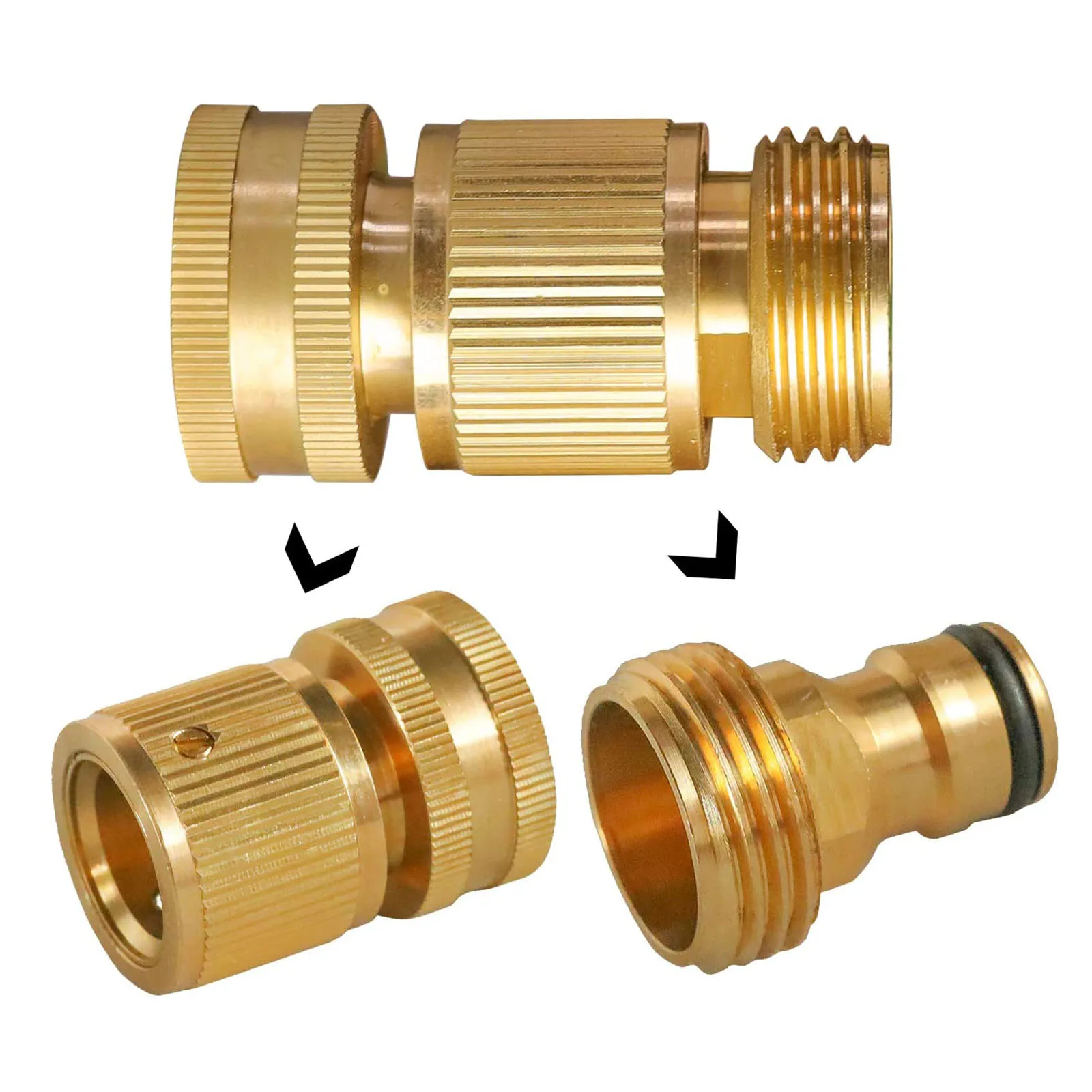 

Quick Thread Nipple Connector Pipe Connector Water Hose Connectors Brass EU 3/4 Inch 4-piece Set Threaded Pacifier US Connectors