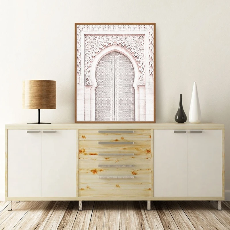 Розовая Марокканская арка для путешествий настенная живопись холст постер