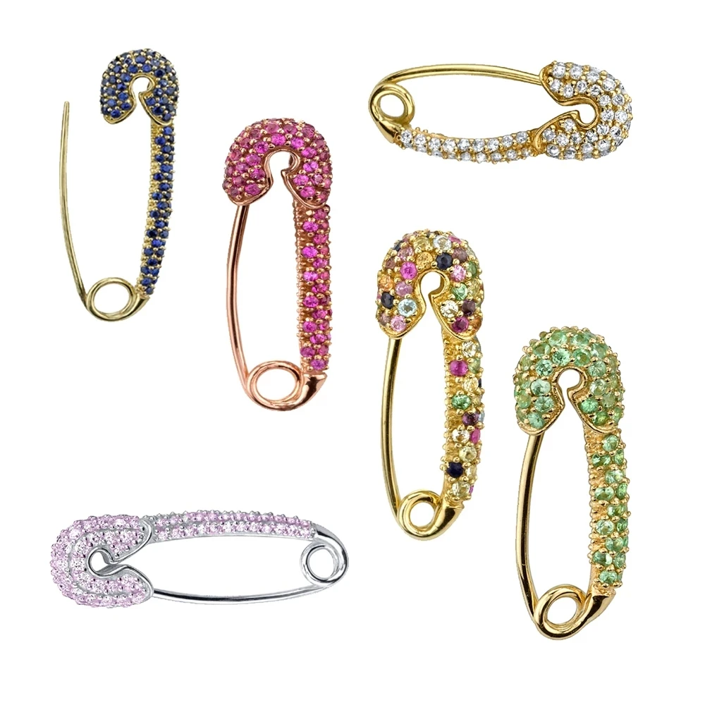 Мини Радуга зеленый красный белый cz булавка безопасности корейские серьги