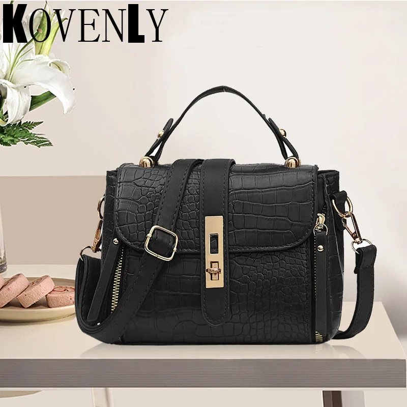 

Сумка кросс-боди Женская из экокожи, Классическая сумочка на плечо с каменным узором, офисный Повседневный саквояж на плечо