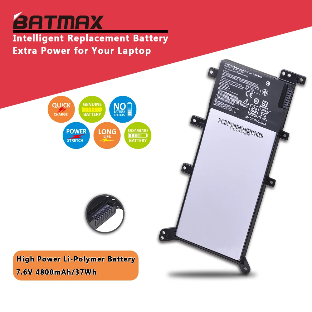 Аккумулятор Batmax C21N1347 X555 37Wh для ноутбука ASUS X555 X555L X555LD X555L F555UA F555UB Y583LD F555UJ F555UF K555L 2ICP4/63/134