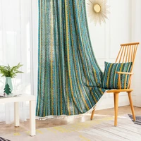 boho decor bohemian stripes printed high blackout cotton door curtain with tassel for home living room window decoration