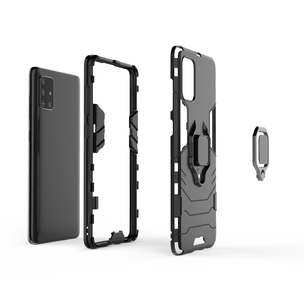 

UFlaxe Hard Case for Samsung Galaxy A51 A71 5G A11 A31 A41 A01 Core A91 Car Mount Magnetic Ring Stand Shockproof Cover ZG