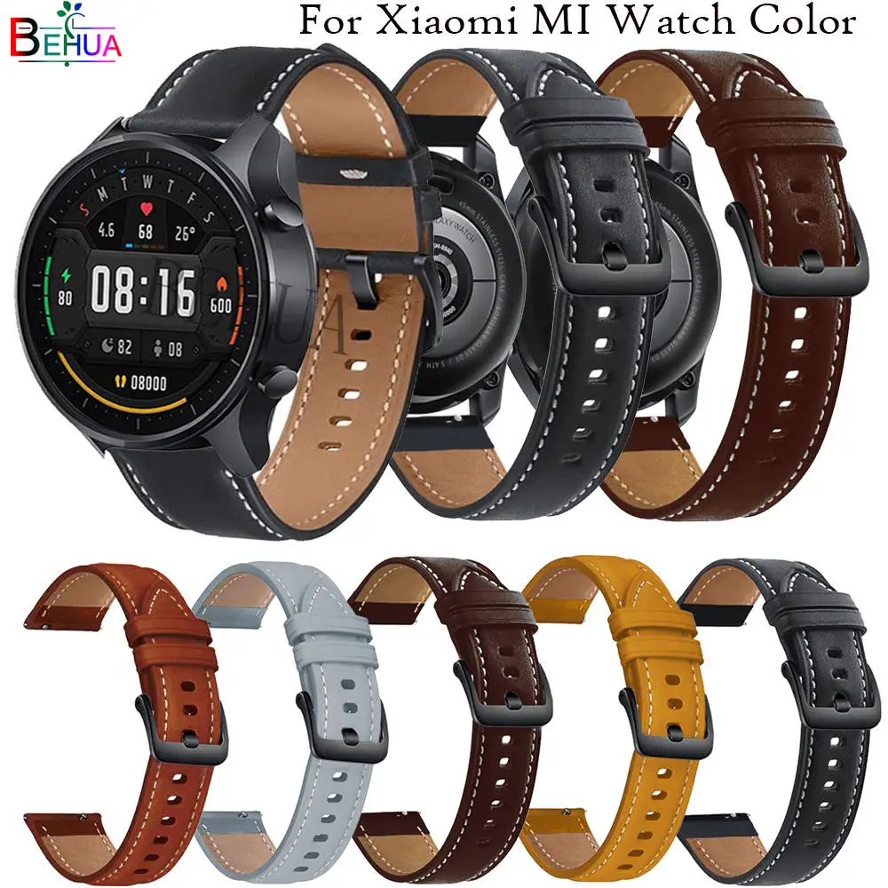 

22mm Genuine Leather Strap Watchband For Xiaomi MI Watch Color Wristband Quick Releas Bracelet For Amazfit GTR 2e /GTR 47mm belt