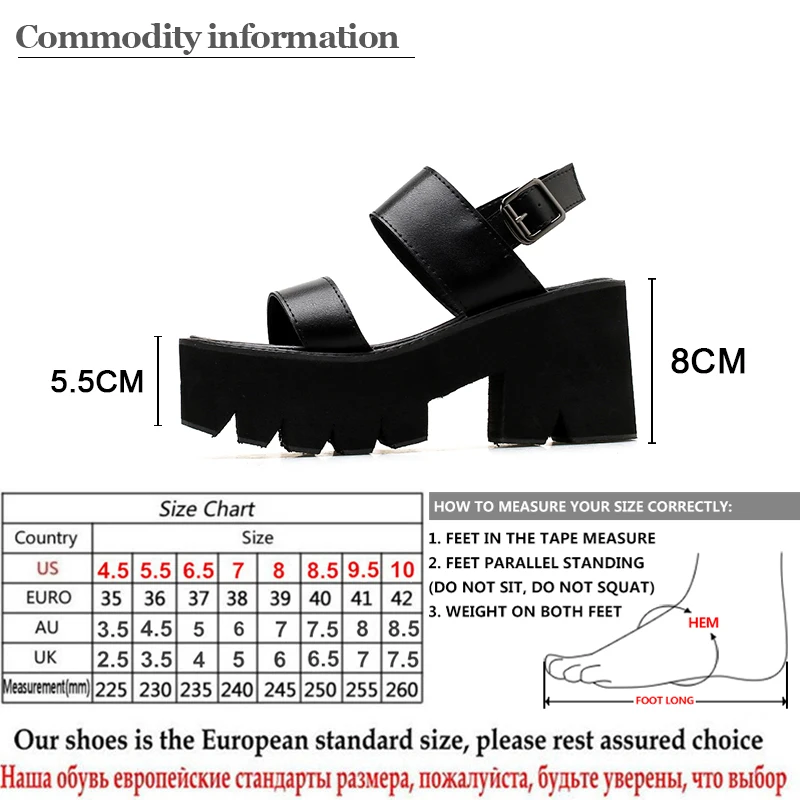 Gdgydh Block Chunky Heels Sandals Woman Open Toe Platform Shoes Casual Female Ankle Strap Black Ladies Footwear on Summer